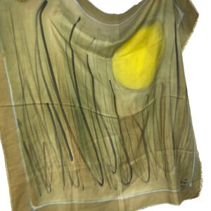 Vintage signed silk scarf Paris 1966 large sun